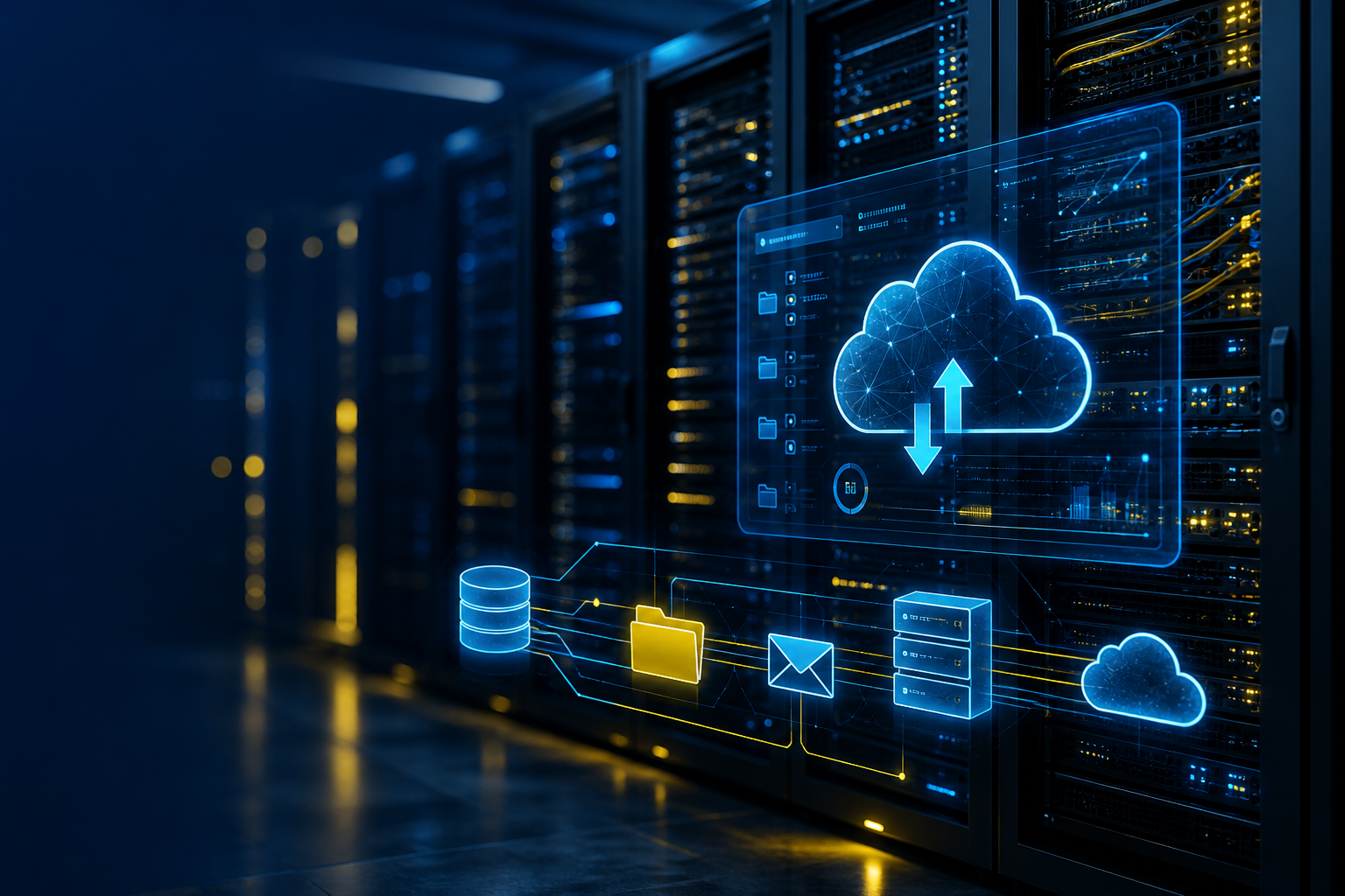 Infraestrutura de backup em nuvem com servidores e sincronização de dados